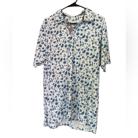 Sunday Crew Other - Sunday Crew Blue/Teal Polo Golf Shirt. Men’s Large. Blue white pattern.